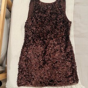 H&M Textured Brown Mini Dress